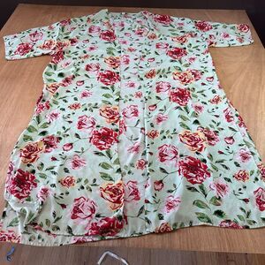 Pioneer Woman Floral Kimono Duster Womens S/M Mint Green Side Slits Boho